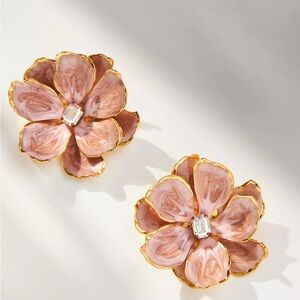 Anthropologie The Pink Reef Handpainted Earrings